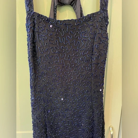 Scala navy blue beaded formal gown - Picture 9 of 16